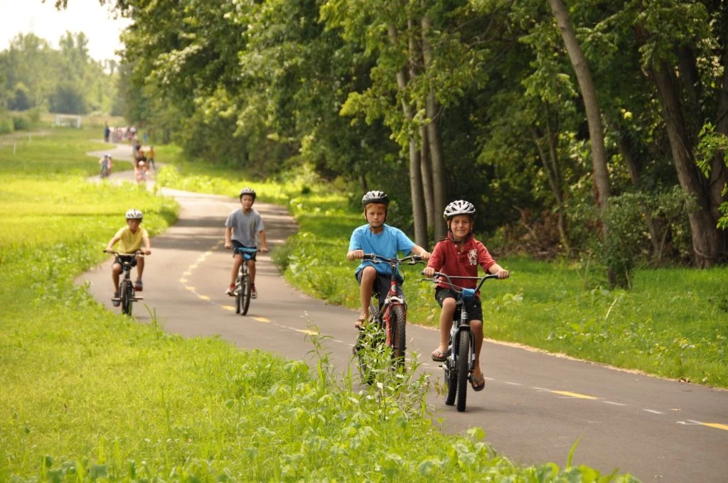 Children biking on Towpath